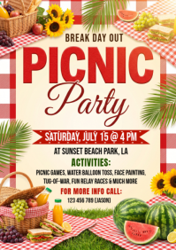 Yellow Joyful Picnic Party A4 template