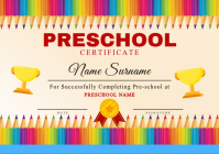 Yellow Joyful Preschool Certificate A5 template