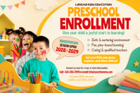 Jaune Preschool Enrollment Póster Template