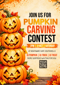 Желтый Pumpkin Carving Contest A5 Template