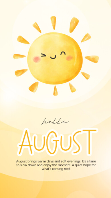 Yellow Joyful Quotes Hello August Instagram Story Instagram-verhaal template
