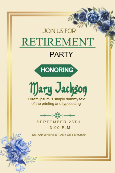 Yellow Joyful Retirement Party Poster Template | PosterMyWall