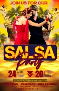 Yellow Joyful Salsa Party Half Page Wide Meia página larga template