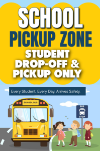Желтый School Pickup Zone Poster Template