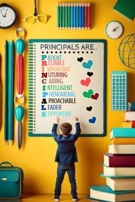 Yellow Joyful School Principal Day Poster Template | PosterMyWall