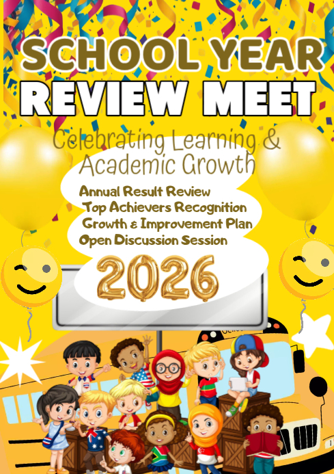 Yellow Joyful School Year Review Meet A4 Template | PosterMyWall