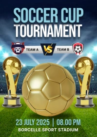 Yellow Joyful Soccer Cup Tournament A2 template