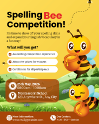 Yellow Joyful Spelling Bee Competition Instagram Portrait template