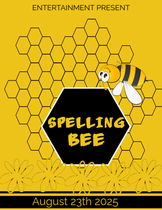 Yellow Joyful Spelling Bee Flyer Flyer (us Letter) template