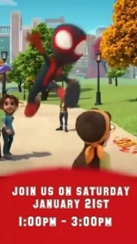 Yellow Joyful Spiderman Birthday Invitation D Digital Display (9:16) template