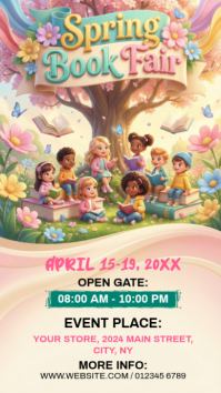 Yellow Joyful Spring Book Fair Instagram Story template