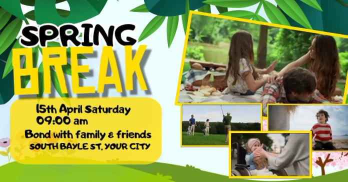 Plantilla de Yellow joyful spring break facebook shared image ...