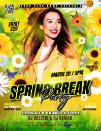 Yellow Joyful Spring Break Night Party Flyer Flyer (us Letter) template
