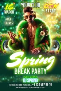 Yellow Joyful Spring Break Party Banner 4' × 6' Video template