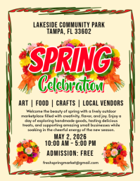 Yellow Joyful Spring Celebration Flyer template