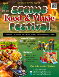 Yellow Joyful Spring Food & Music Festival Flyer Volante (Carta US) template