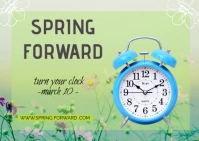 Yellow Joyful Spring Forward Postcard template