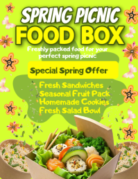 Yellow Joyful Spring Picnic Food Box Flyer template