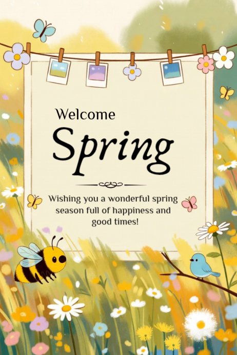 Yellow Joyful Spring Season Poster Template | PosterMyWall