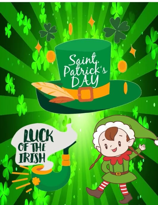 Yellow Joyful St Patricks Day Flyer (us Letter), luck of the Irish, template