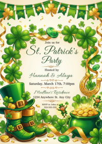 Yellow Joyful St. Patrick's Day Party A4 template