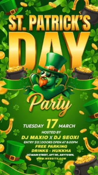 Yellow Joyful St. Patrick's Day Party Instagram Story Video template