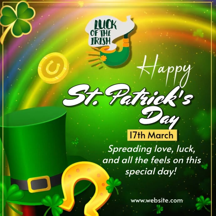 Yellow Joyful St. Patrick's Day Square (1:1) template