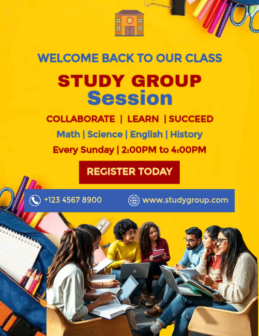 Yellow Study Group Flyers Template | PosterMyWall