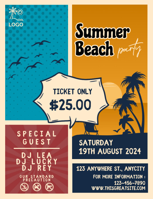 Modèle Yellow Joyful Summer Beach Party Comic Flyer | PosterMyWall
