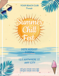 Yellow Joyful Summer Beach Party Flyer (us Letter) template
