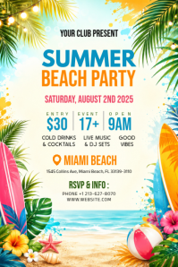 Yellow Joyful Summer Beach Party Poster Plakat template