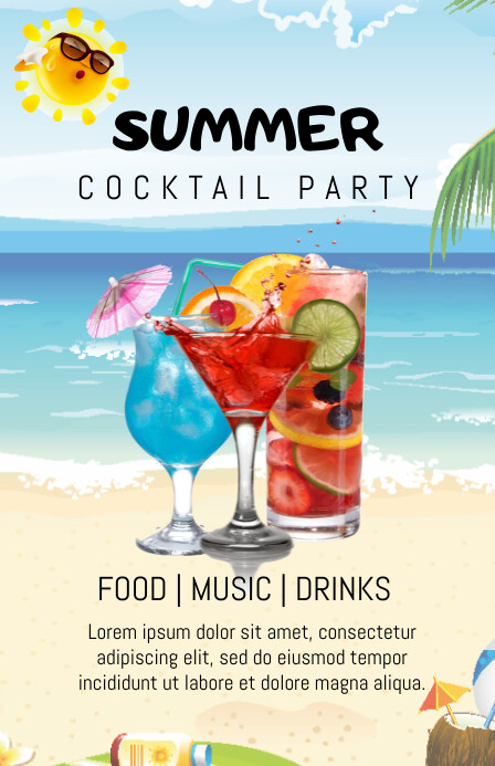 Copy of Yellow Joyful Summer Cocktail Party Poster Ta | PosterMyWall
