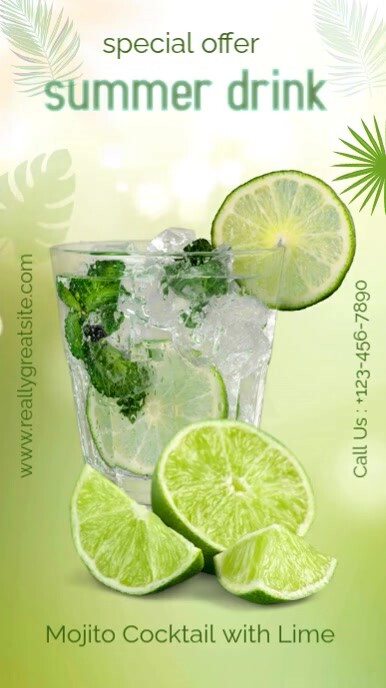Yellow Joyful Summer Drink  Instagram Reel template