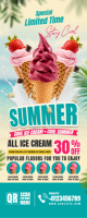 Yellow Joyful Summer Ice Cream Promotion Roll Up Banner Template