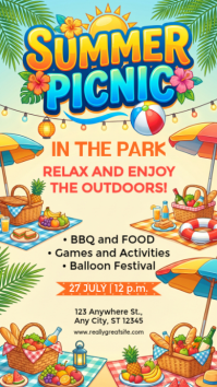 Yellow Joyful Summer Picnic Instagram Story template