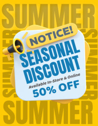 Yellow Joyful Summer Seasonal Discount  Flyer (us Letter) template