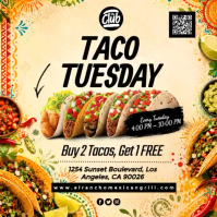 Yellow Joyful Taco Tuesday Promotion Instagram Post Video Instagram-opslag template