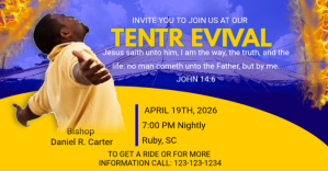 Yellow Joyful Tent Revival Event Facebook Shared Image Isithombe Esabiwe ku-Facebook template