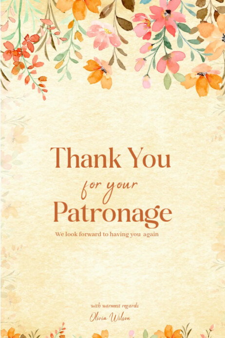 Copy of Yellow Joyful Thank You For Your Patronage Poster | PosterMyWall