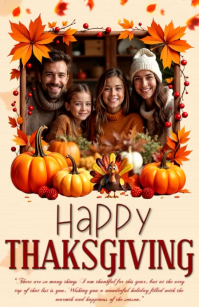 Yellow Joyful Thanksgiving Half Page Wide template