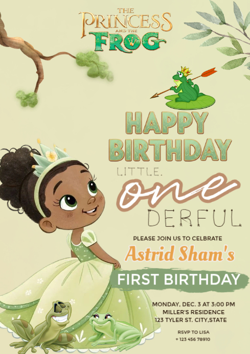 Yellow Joyful The Princess And The Frog A4 Template | PosterMyWall