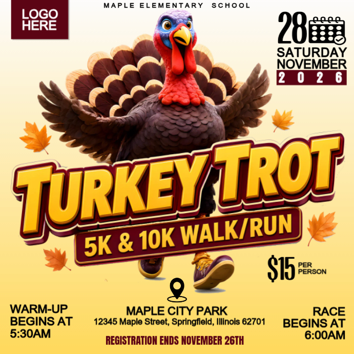 Turkey Trot Race Instagram Ad Template | PosterMyWall
