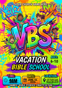 Yellow Joyful Vacation Bible School A4 template