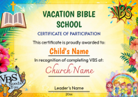 Yellow Joyful Vacation Bible School Certificate A4 template