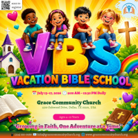 Yellow Joyful Vacation Bible School Instagram Post Iphosti le-Instagram template