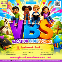 Yellow Joyful Vacation Bible School Instagram Post template