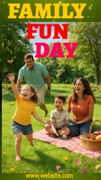 Yellow Joyful Vibrant Family Fun Day Picnic Flyer Template Instagram Reel