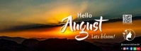 Yellow Joyful vintage Hello August Facebook Cover Photo template