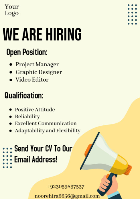 Yellow Joyful We Are Hiring Banners A4 Template | PosterMyWall