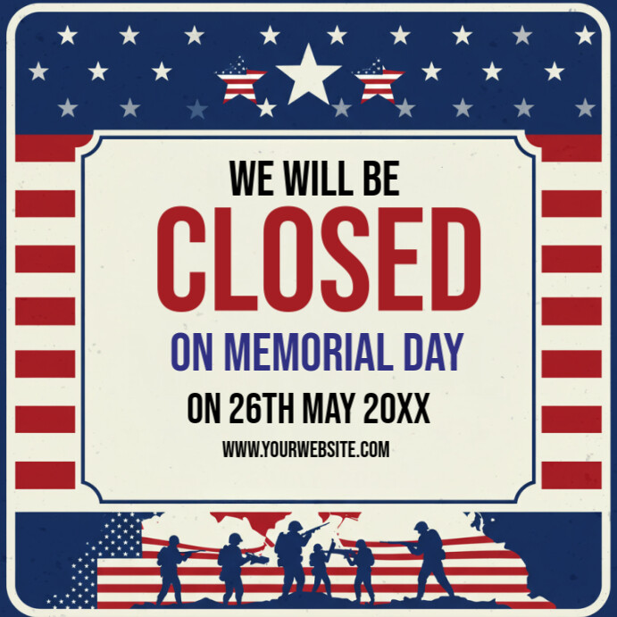 Yellow Joyful We Will Be Closed On Memoral Day Instagram Post template